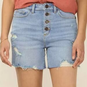 LC Lauren Conrad Womens Shorts 8 Super High Rise Cutoff Denim Stretch Slim Fit
